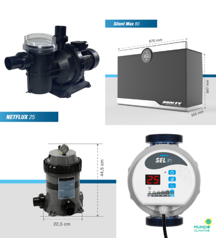 Grupo De Equipo Para  Piscina Volumen 25m3 con Filtros