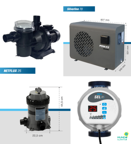 Grupo De Equipo Para  Piscina Volumen 25m3 con Filtros