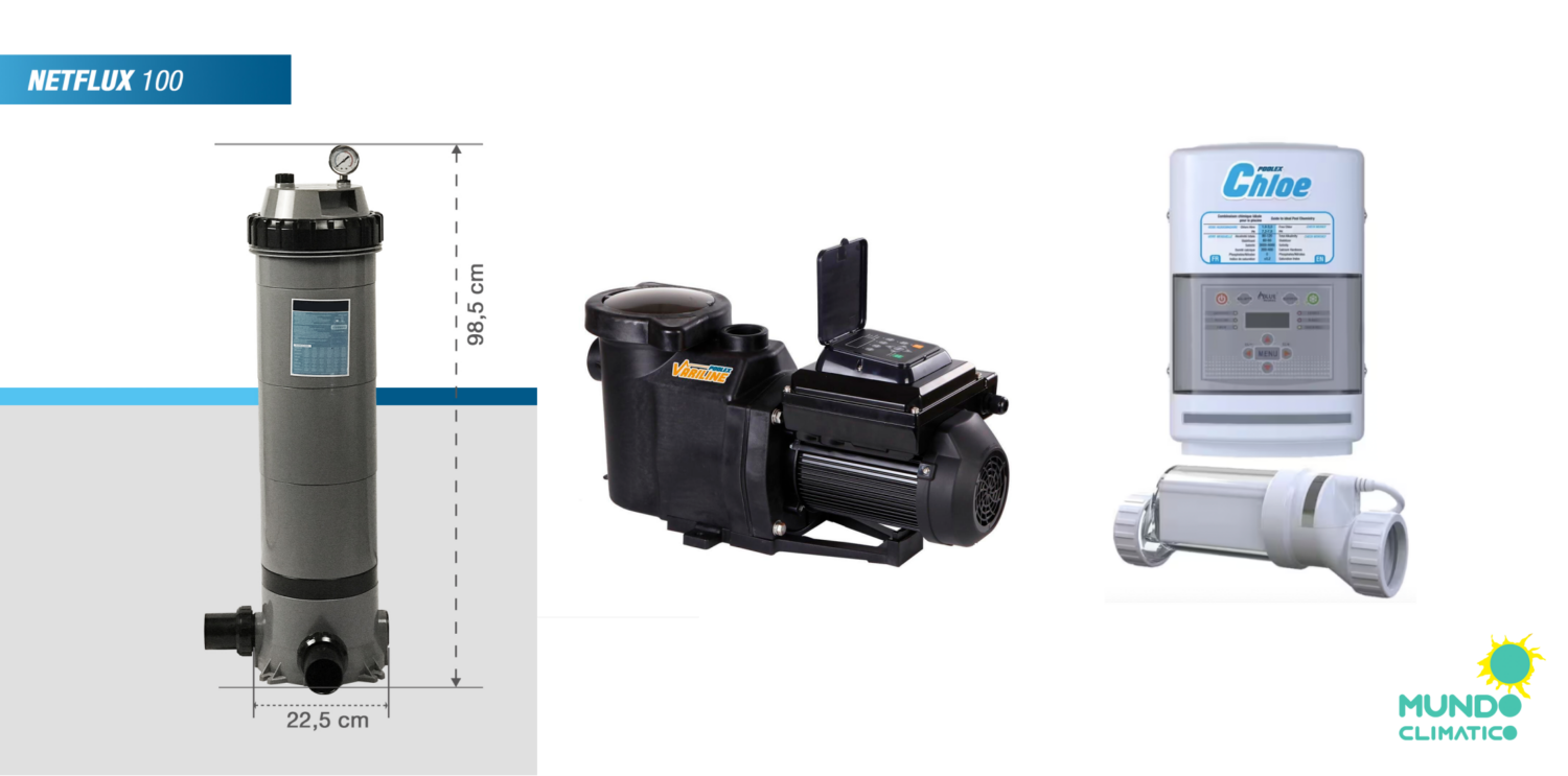 Grupo De Filtración Para Piscina Volumen 100m3 con Clorador De Sal  | 22